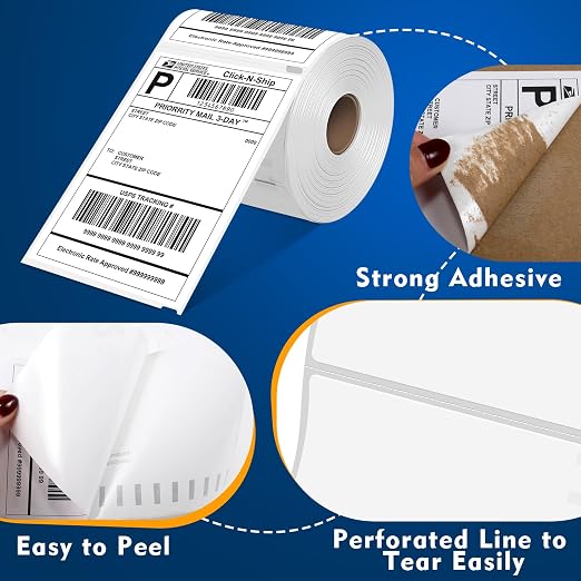 L LIKED 2200 4"x 6" Direct Thermal Labels, Replacement for DYMO 1744907 | 10 Rolls, 220 Labels/Roll, BPA Free, Perforated, Strong Adhesive, Compatible with Most Thermal Printers