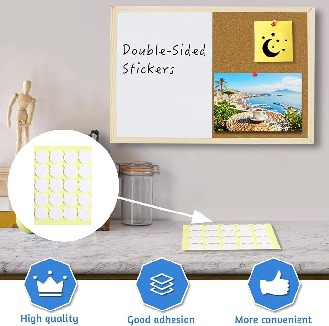 OWLKELA Dry Erase Cork Board, 16.5"x12.6", Wooden Frame | Bulletin Board, with Mounting Hardware, Push Pins included, Ideal for Office, Classroom or Home.