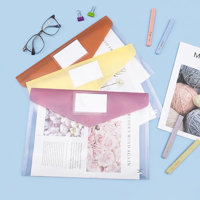 Mr. Pen- Clear Plastic Envelopes, 10 Pack, A4, Letter Size, Colorful, Clear Folders for Documents Plastic Envelopes for Documents
