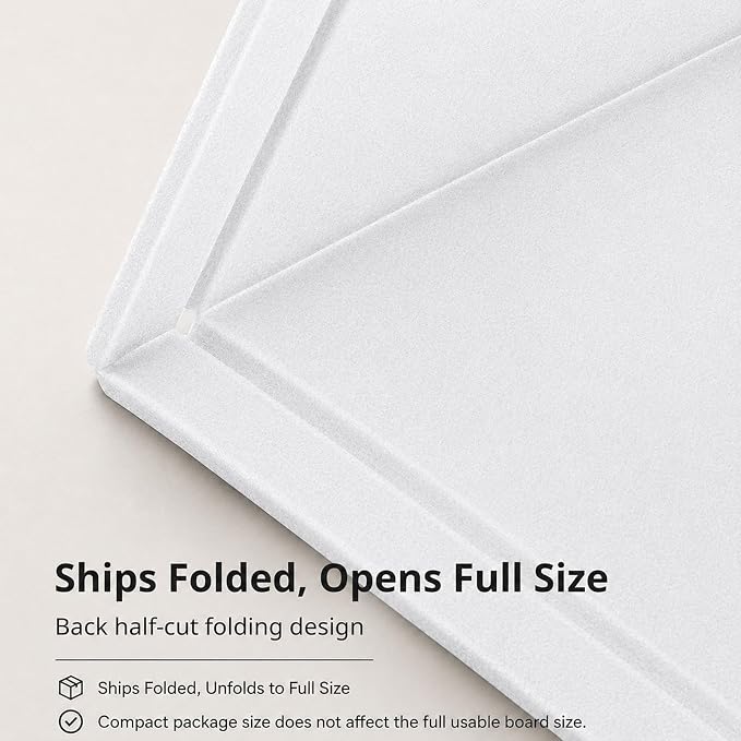72 x 48 Inch White Felt Bulletin Board for Wall, Frameless | Foldable 0.35-inch pin board with adhesive tape and push pins. cork alternative adhesive mounting frameless panel