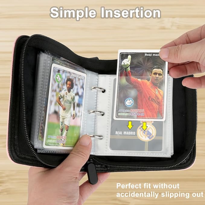 GERMUN Mini Card Binder 1 Pocket, 80 Pockets Trading Card Binder, Premium Small 2 Pocket Trading Card Collection Album Folder with 40 Sleeves Double Sided - Gifts for Kids (Black）