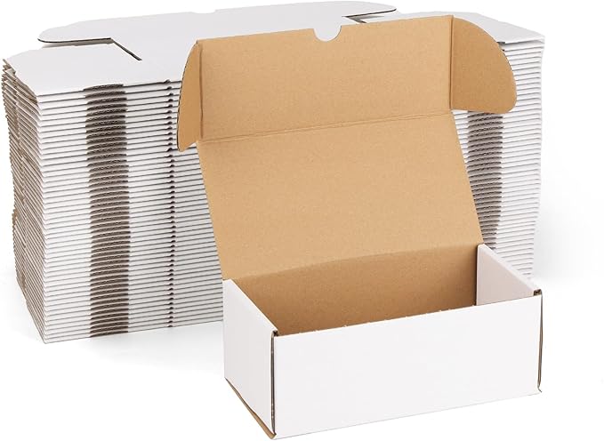 ZBEIVAN 8x4x3 White Shipping Boxes Set of 50, Corrugated Cardboard Mailer Boxes for Packaging Small Business Mailing Gifts