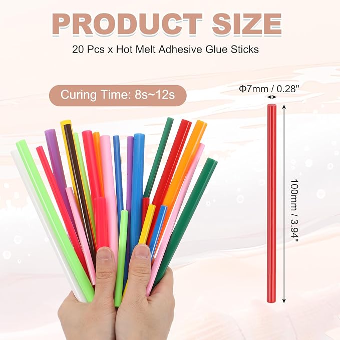 PATIKIL Hot Glue Sticks for Glue Gun, 20 Pcs Colored Hot Melt Adhesive Glue Sticks Bulk for DIY Projects Craft Art Decoration Home Repairs, Red (3.9" x 0.28")