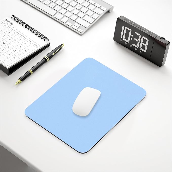 Hsurbtra Mouse Pad, Premium-Textured Square Mousepad 7 x 9 Inch, Thick 3 mm Anti-Slip Waterproof Rubber Pretty Cute Computer Mat for Office Gaming Laptop Women Kids Sky Blue