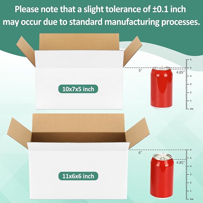 Eupako 30 Pack Small Shipping Boxes Assorted Sizes, 10x7x5 & 11x6x6 15 PCS Each Small Boxes, White Corrugated Box Mailers, Cardboard Boxes for Packaging Small Business, Mailing