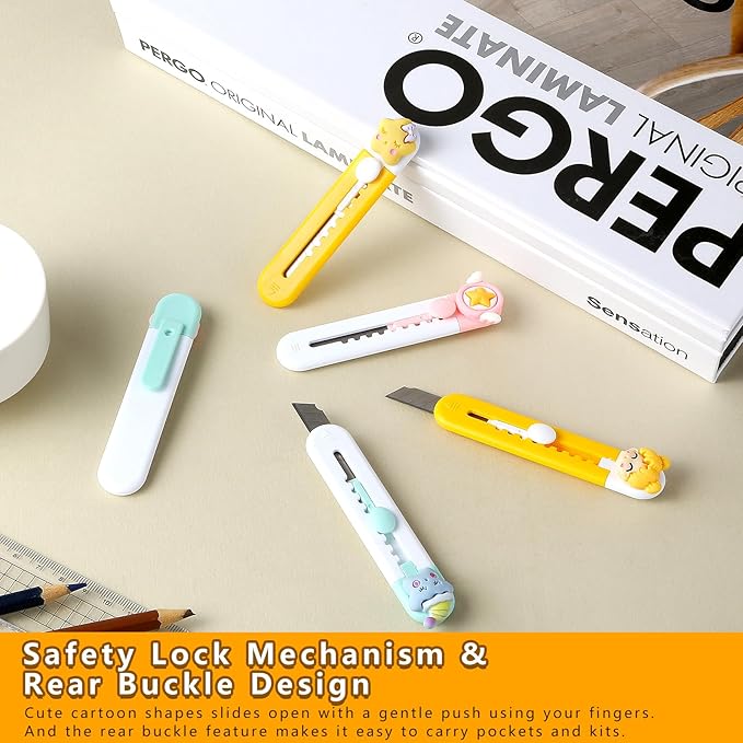Box Cutter Retractable Mini Utility Knife Small Safety Cutter, Open Clamshell Packaging, Box Opener, Trim Photos, Arts Crafts, Cartons, Cardboard, Letter Opener 6 Pack