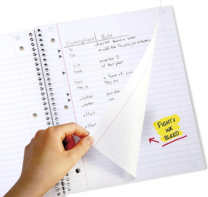 Five Star Spiral Notebook + Study App, 1 Subject, Wide Ruled, 8" x 10-1/2", 80 Sheets, Fights Ink Bleed, Water Resistant Cover, Pastel Stripes (930209F-ECM)