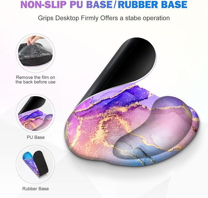 Gaming Mouse Pad, 4in1 XXL Mousepad Large Desk Mat, Cute Desk Pad Protector | Keyboard Wrist Rest+Mouse Wrist Rest+Coaster Set with Ergonomic Desk Pad for Home Office PC Computer, Colorful Marble