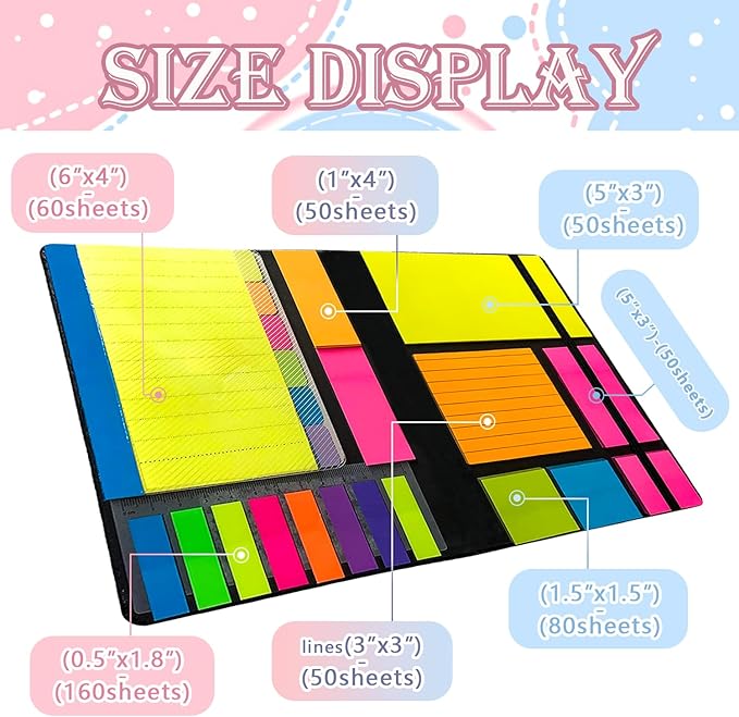 Sticky Notes Set 710 Pack, Divider Sticky Notes Tabs, Office Supplies, Planner Sticky Note Dividers Tabs, Book Notes, Back to School Supplies (710pcs)