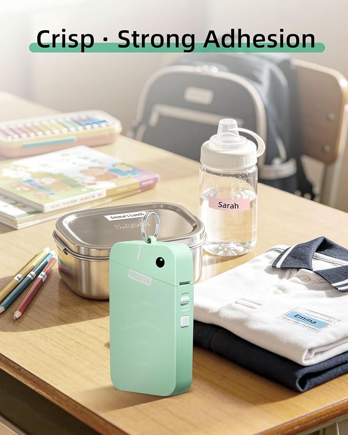 ORGSTA S001 Label Maker Machine with Tape, Portable Bluetooth Label Maker | Thermal Label Printer for Home, Office, School Organization, Wireless Mini Labeler, Sticker Maker, Multiple Templates, Green