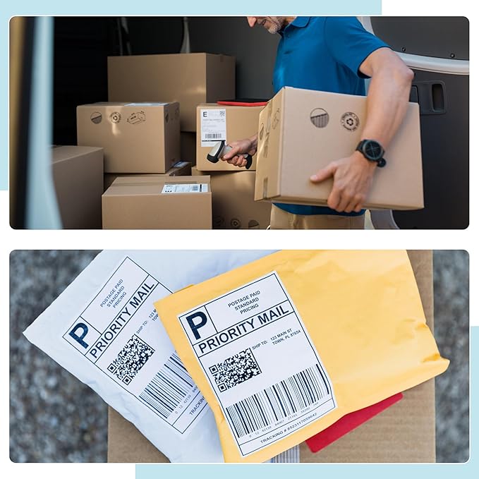 L LIKED 4000 Fanfold 4 x 6 Thermal Labels, with Perforated Line Shipping Labels, Permanent Adhesive, Compatible with Zebra & Rollo Printer, Commercial Grade