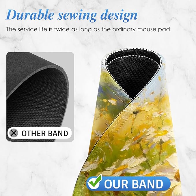 Round Mouse pad, high-end Texture, Sewn Edge Design, Anti-Slip Rubber Base. 8.6 x 8.6 inches (Little Flowers)