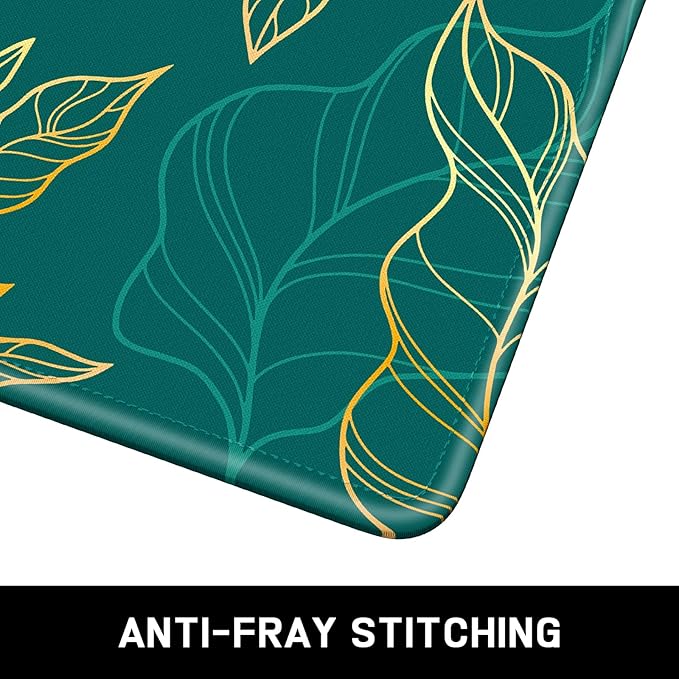 Mouse Pad, Minimalism Marble Style Computer Pad, Anti-Slip Rubber Mouse Mat with Stitched Edges for Gaming, Office, Laptop, PC, Women, 9" x 8" Thick 3 mm, Green Leaves
