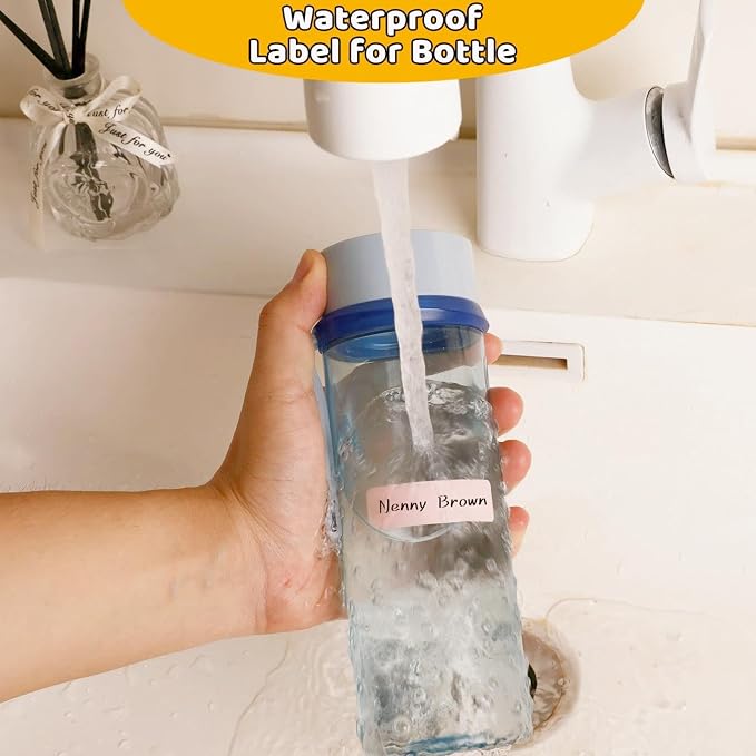 Waterproof Labels Removable Name Tags with Pen Adhesive Name Stickers | 320Pcs Nametags for Water Bottles,Baby Daycare,Kids School Supplies,Home Office Organization
