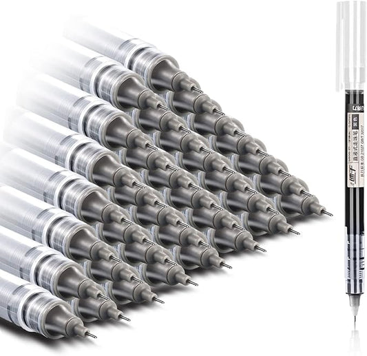 36 Pieces Rolling Ball Pens, Quick Dry Ink 0.5 mm Extra Fine Point Pens Liquid Ink Pen Rollerball Pens (Black-36 PCS)