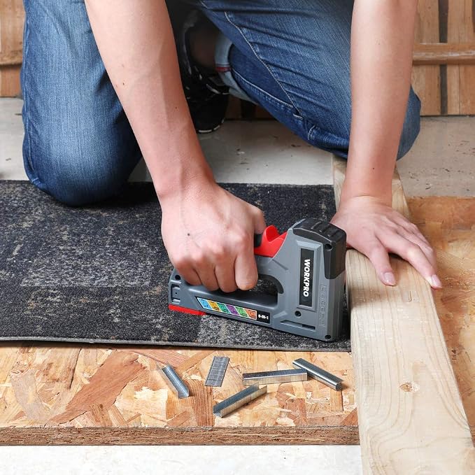 WORKPRO 6-in-1 Staple Gun, Manual Brad Nailer with 4000 Counts Staples | Upholstery Stapler Nail Gun for Fixing Material, Decoration, Carpentry, Furniture, Doors and Windows