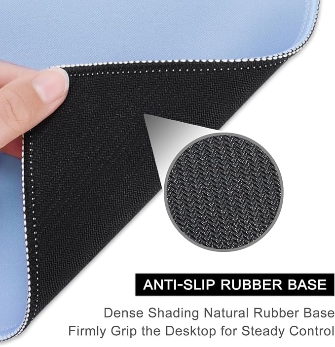 Hsurbtra Mouse Pad, Premium-Textured Square Mousepad 10.2 x 8.3 Inch, Stitched Edge Anti-Slip Waterproof Rubber Pretty Cute Computer Mat for Office Gaming Laptop Women Kids Sky Blue
