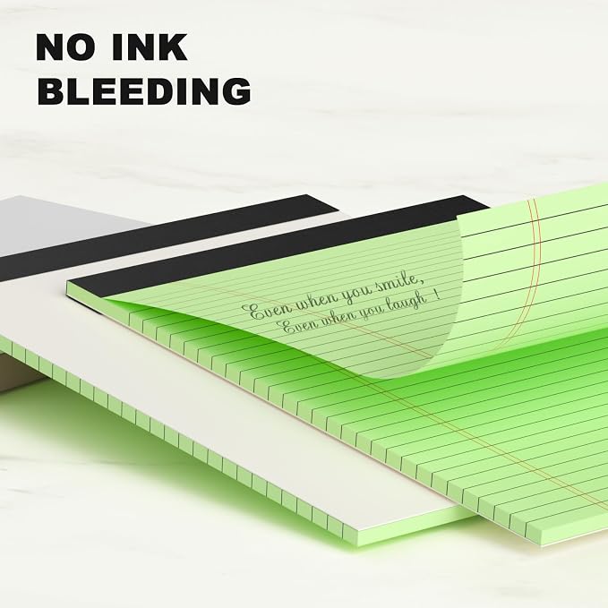 AILZFEI Colored Legal Pads 8.5 x 11 Note Pads 8.5x11 inch, Wide Ruled Clear Print Writing Pads 30 Sheets/Pad, 20lb Colored Paper, Perforated Notepad with Sturdy Back (3 Pads)