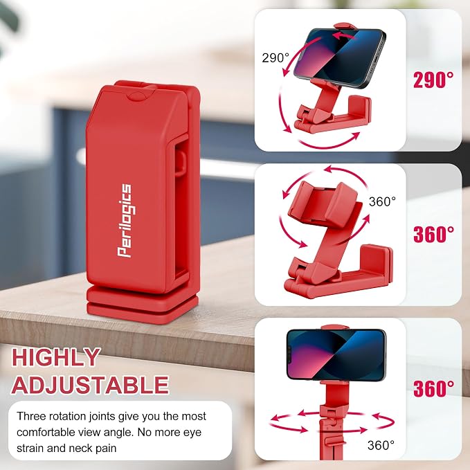 Perilogics Airplane Phone Holder Mount, Plane Travel Essentials (Coral) | Universal in Flight Phone Stand, Hands Free, Dual 360° Rotatio, Must Haves Airplane Travel Accessory