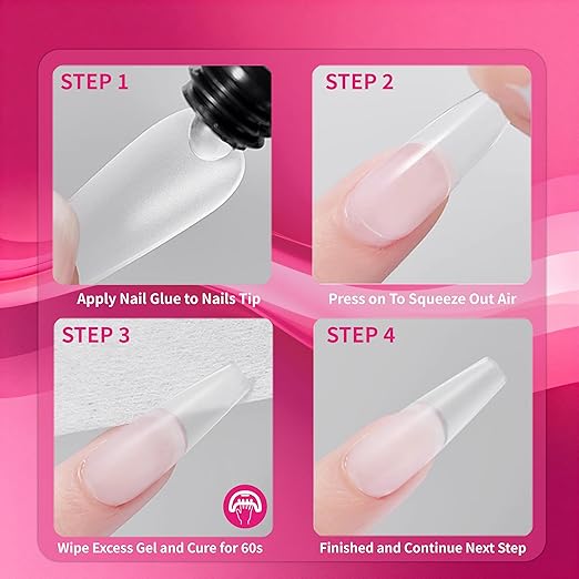 Nail Glue Gel, 15ml, Strong Hold 2 in 1 Nail Glue and Base Coat for Press On Nails, Nail Tips & Acrylic Fake Nails, Long Lasting, Maximum Strength, UV/LED Light Cure, DIY Salon Quality.