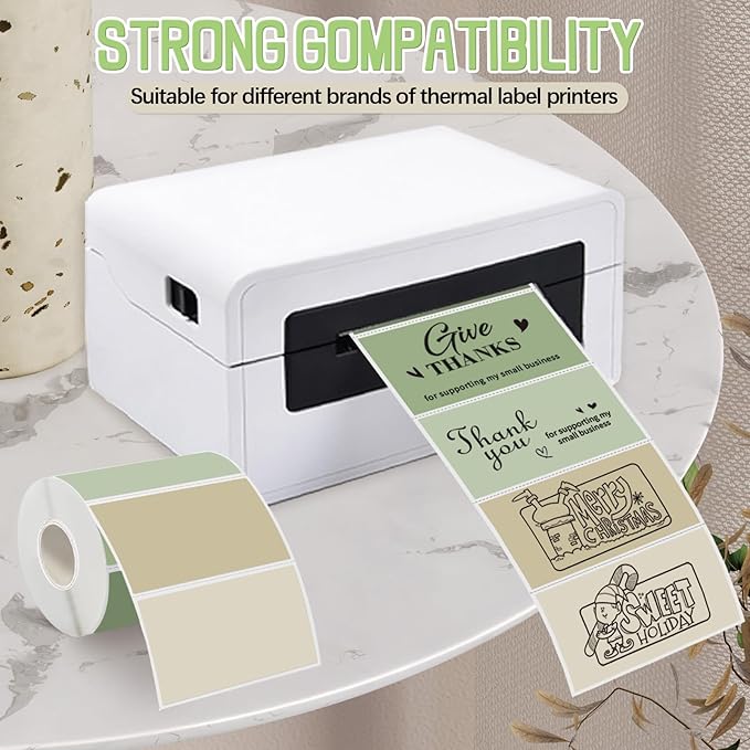 Starboling 3" x 2" Thermal Labels,Self-Adhesive Rectangle Thermal Printer Sticker,for Price,Barcode,Mailing,Name（Green Gradient）