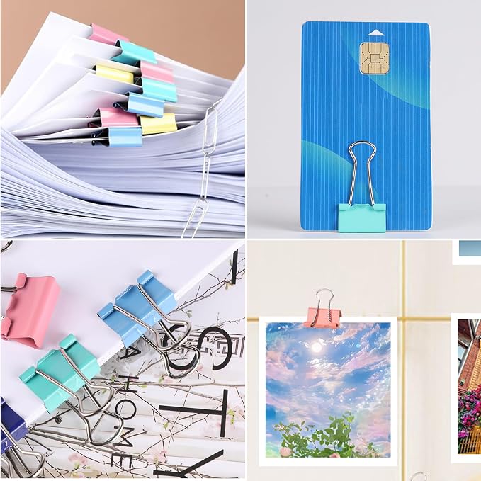 Ufmarine 40 Pcs Small Binder Clips 3/4 Inch Length, Colored Small Paper Clips for Office