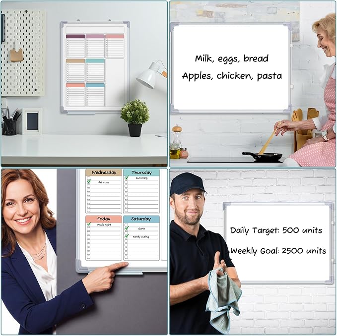 24" x 18" Magnetic to Do List Whiteboard, Weekly Planner, Soft | Large Weekly Dry Erase Board, Double-side Wall Whiteboard Calendar for Planning Drawing Memo, School Home Kitchen Office