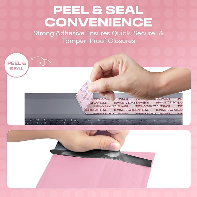 Light Pink Bubble Mailers 4x8, Poly Padded Envelopes #000, 1000 Pack | Fits Trading & Sports Cards, Self-Seal Closure, Cushioned Protection, Water-Resistant Poly, Bulk Pack