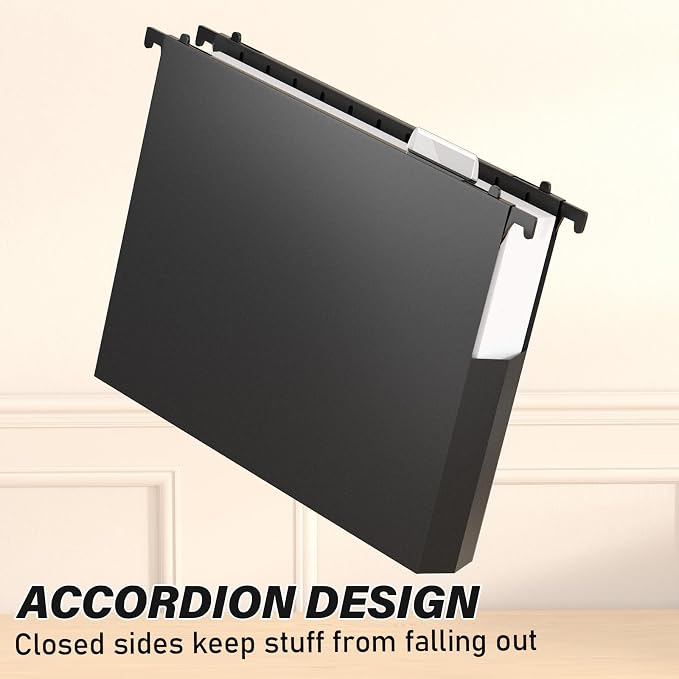 Plastic Hanging File Folder Letter Size,Heavy Duty 2" Expandable File Folder with Tabs,12 Pack Reinforced Expanding Hanging Folder,File Cabinet Folders,Extra Capacity,Hanging Organizer for Home Office