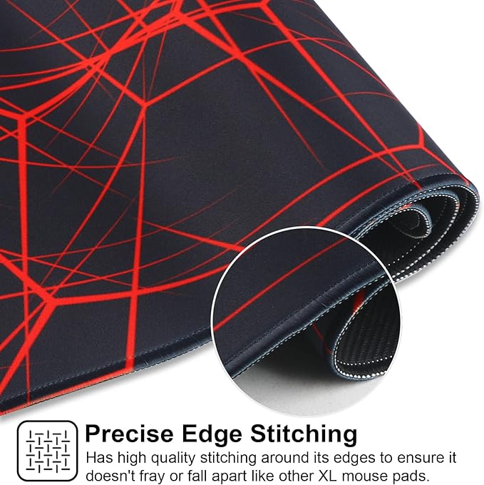 Gaming Mouse Pad,Large Mouse Pad Size 31.5x11.8 Thickness 0.12 inches,Premium-Textured Non-Slip & Waterproof Computer Mousepad with Stitched Edges for Gaming,Office & Home-80x30 Rednet003