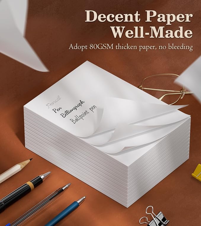 Note Pads 4x6 - Memo Pads - 12 Pack Server Note Pads - 50 Sheets Each Pads | Small Blank Notepad Scratch Paper Pads 4x6'' for Writing Notes/Grocery List, Office & School Supplies 4x6 Pocket Notepads