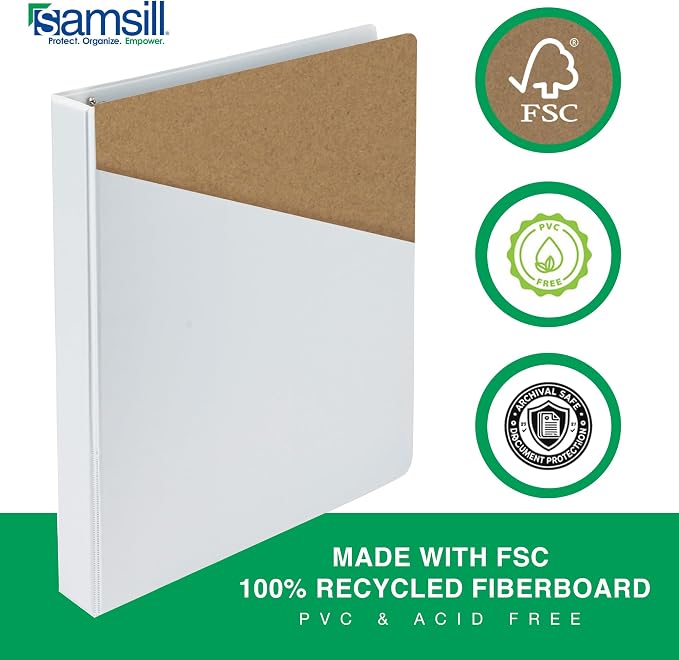 Samsill 2 Inch 3 Ring Binders, Economy Round Ring, Clear View Cover, 425 Sheet Capacity - for School, Home, Office - Assorted, (Pack of 12)