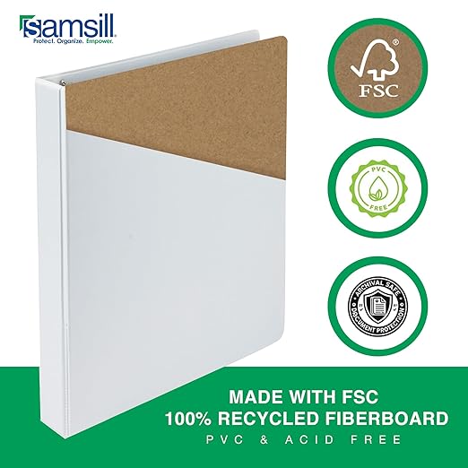 Samsill 1 Inch 3 Ring Binders, Economy Round Ring, Clear View Cover, 200 Sheet Capacity - for School, Home, Office - White, 24 Pack