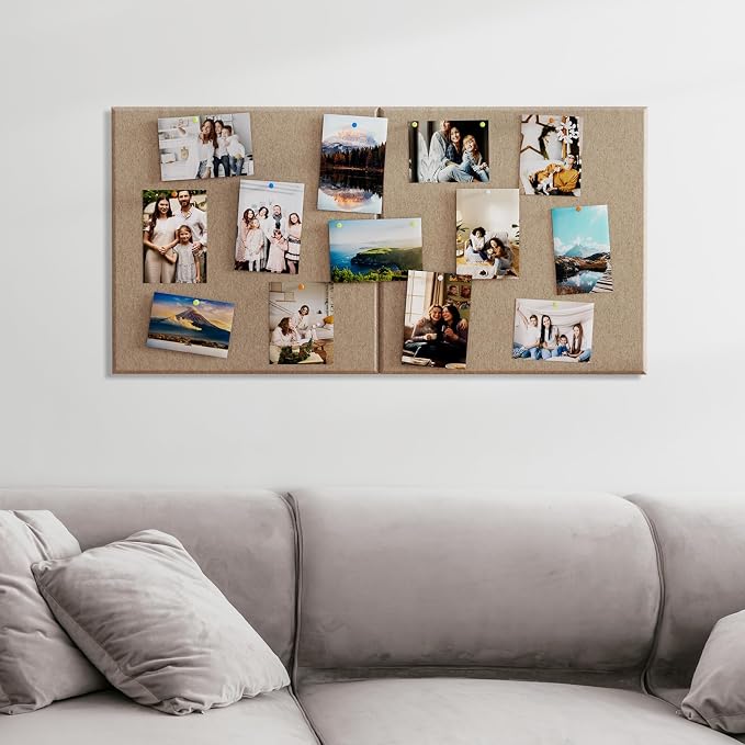 MaxGear Extra Large Bulletin Board 72" x 48", Tan Felt Wall Tiles Pushpins | 6 Pack 23.7" x 23.7" Wall Panels, Pin Vision Board DIY Office & Home Decor, Modern Cork Board For Walls Alternative