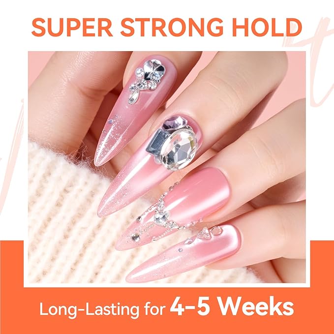 Makartt Rhinestone Glue Gel - 30G Ultra Strong Hold UV/LED Cured Nail Glue Adhesive for Charms, Gems, Diamonds, Chrome & Aurora Powder, 3D Gel Nail Art Sculpting, Glitter, Decals, Salon DIY Easy Use