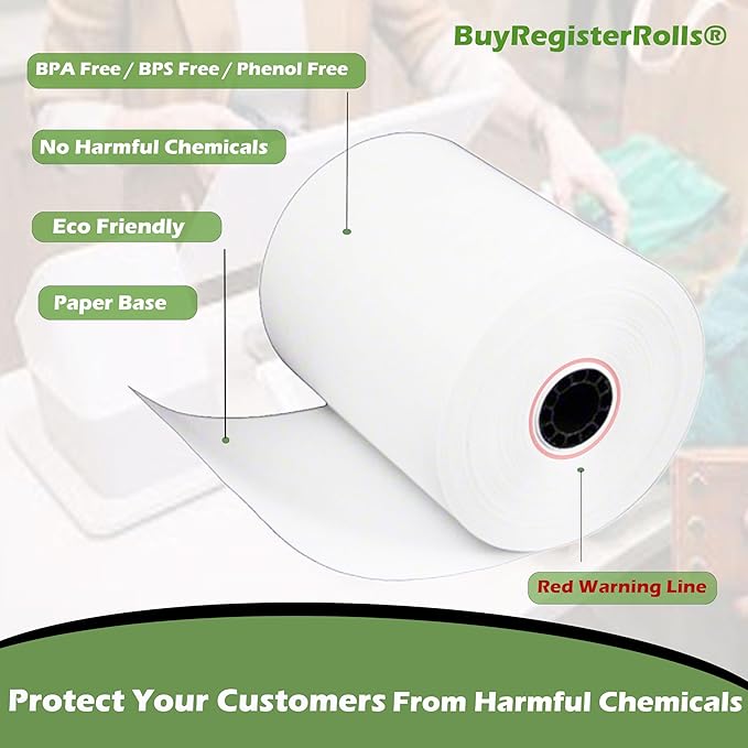 Phenol Free Thermal Paper (96 Rolls) 3 1/8 x 230 Receipt Rolls fits all Clover POS Cash Register Printers, Star Micronics SCP700 TSP100 TSP300 TSP400 (BPA & BPS Free) from BuyRegisterRolls