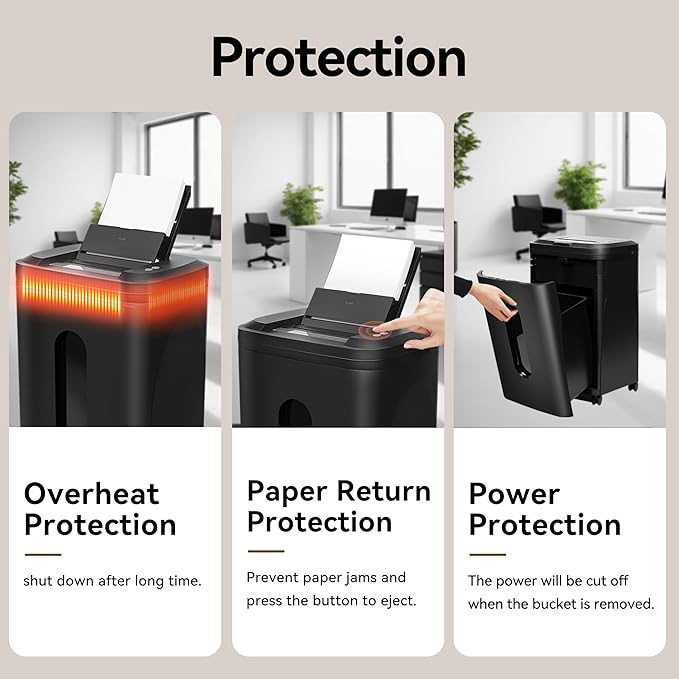 250-Sheet Paper Shredder Auto Feed, Commercial Shredders Heavy Duty, 60 Min Non-Stop, P-5 Ultra Security Shredder for Home Office, Micro Cut with Wheels, 8.72 Gal Bin, <60 dB(OL380)