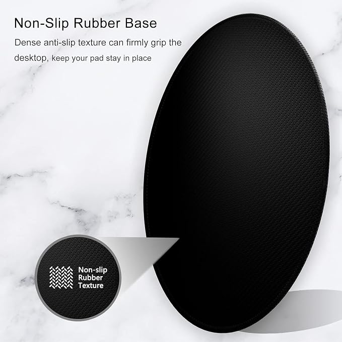 Hsurbtra Mouse Pad, Premium-Textured Small Round Mousepad 8.7 x 8.7 Inch Gray, Stitched Edge Anti-Slip Waterproof Rubber Pretty Cute Computer Mat for Office Home Gaming Laptop Men Women Kids