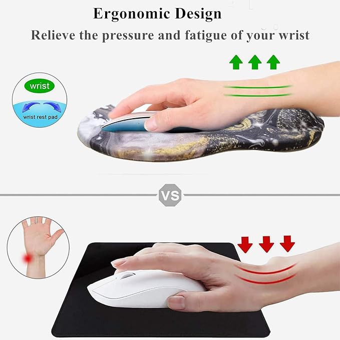 Mouse Pad with Wrist Support, Non Slip Mousepad Wrist Rest for Office, Computer, Laptop & Mac-Comfortable & Lightweight Ergonomic Support Mouse Mat(DL-Watercolor Flower)