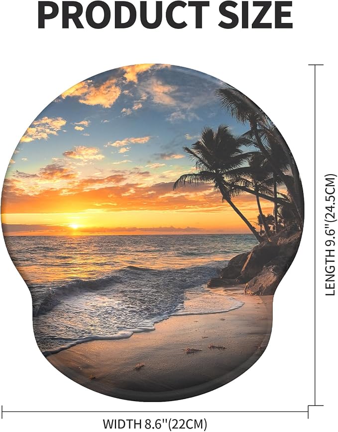 Mouse Pad with Wrist Rest, Comfortable Computer Mousepad with Gel Wrist Support Smooth Surface and Non-Slip PU Base for Pain Relief, Laptop, Office & Home (Sunset)