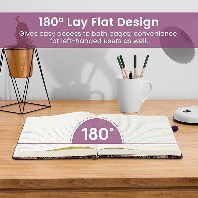 Lined Journal Notebook for Women & Men, Hardcover Leather Journal for writing, A5 College Ruled Notebook for Work & Note Taking, Perfect for Office School Home Supplies, 160 Pages, Midnight Bloom