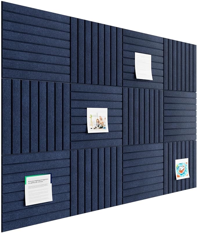 Stripe Felt Bulletin Board Tiles, Cork Board Alternative 48 x 36 in | 0.35 in modular felt wall tiles for notes, photos, schedules, reminders in offices, classrooms, home and office workspaces