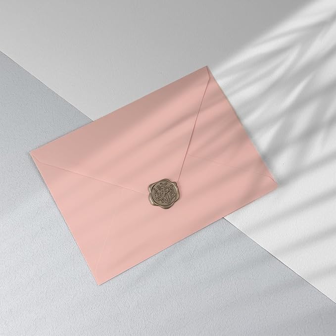 50 PCS Pink Colorful A7 Envelopes with Stickers, 5x7 Envelopes for Greeting Cards, Great for Invitations, Wedding Invitation, Birthday, Baby Shower, Graduation