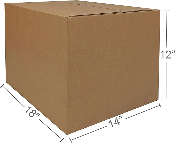 Amazon Basics Cardboard Moving Boxes for Packing and Shipping, Medium Size, 18" x 14" x 12", Brown, 10-Pack