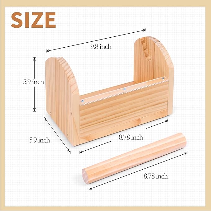 Kids Masking Tape Dispenser, Wooden Multi Roll Craft Tape Dispenser, Washi Tape Holder Organizer, Cutter for Gift Wrapping, Gift for Children Office Home School, Acrylic Serrated Cutter