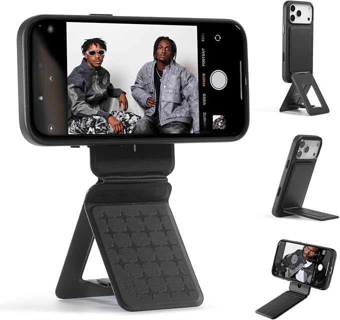 MOFT Phone Tripod Stand x Tombogo, Selfie Stick for iPhone, Mulit-Angle | Pocket Size | Strong Magnets l MOVAS Leather | Magsafe Compatible | Easy to Charge | Stylish |For Content Creators