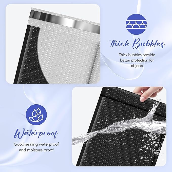 Fuxury Bubble Mailers 9.5x14.5" 250 Pack Black Large Padded Envelopes Usable Size 9.5x13.5" Self Seal Bubble Envelopes Padded Mailers Shipping Bags for Mailing book Shirt Small Business #4