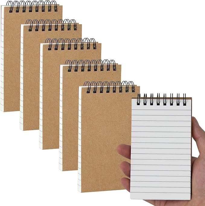 Pocket Notebooks, 3x5 Small Notepads, Mini Top Spiral Notebook, Little Size, Lined College Ruled Paper, Tiny Memo Pads for Home, Office, Work, School, Meeting, or Travel,6 Pack