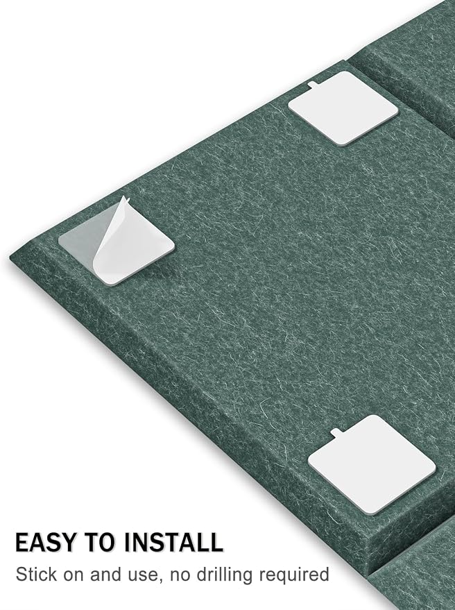 Hsurbtra Large Cork Board for Wall 47 x 36 Inch, 12 Pack Felt Bulletin Notice Board with Pushpins for Office Home School Farmhouse Wall Decor, Green