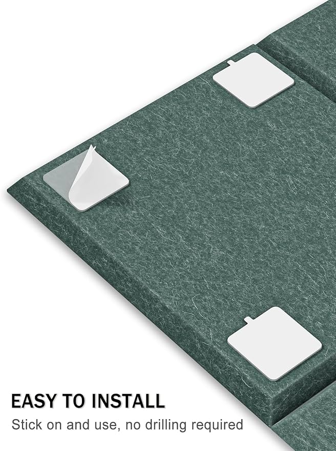 Hsurbtra Large Cork Board for Wall 47 x 36 Inch, 12 Pack Felt Bulletin Notice Board with Pushpins for Office Home School Farmhouse Wall Decor, Green